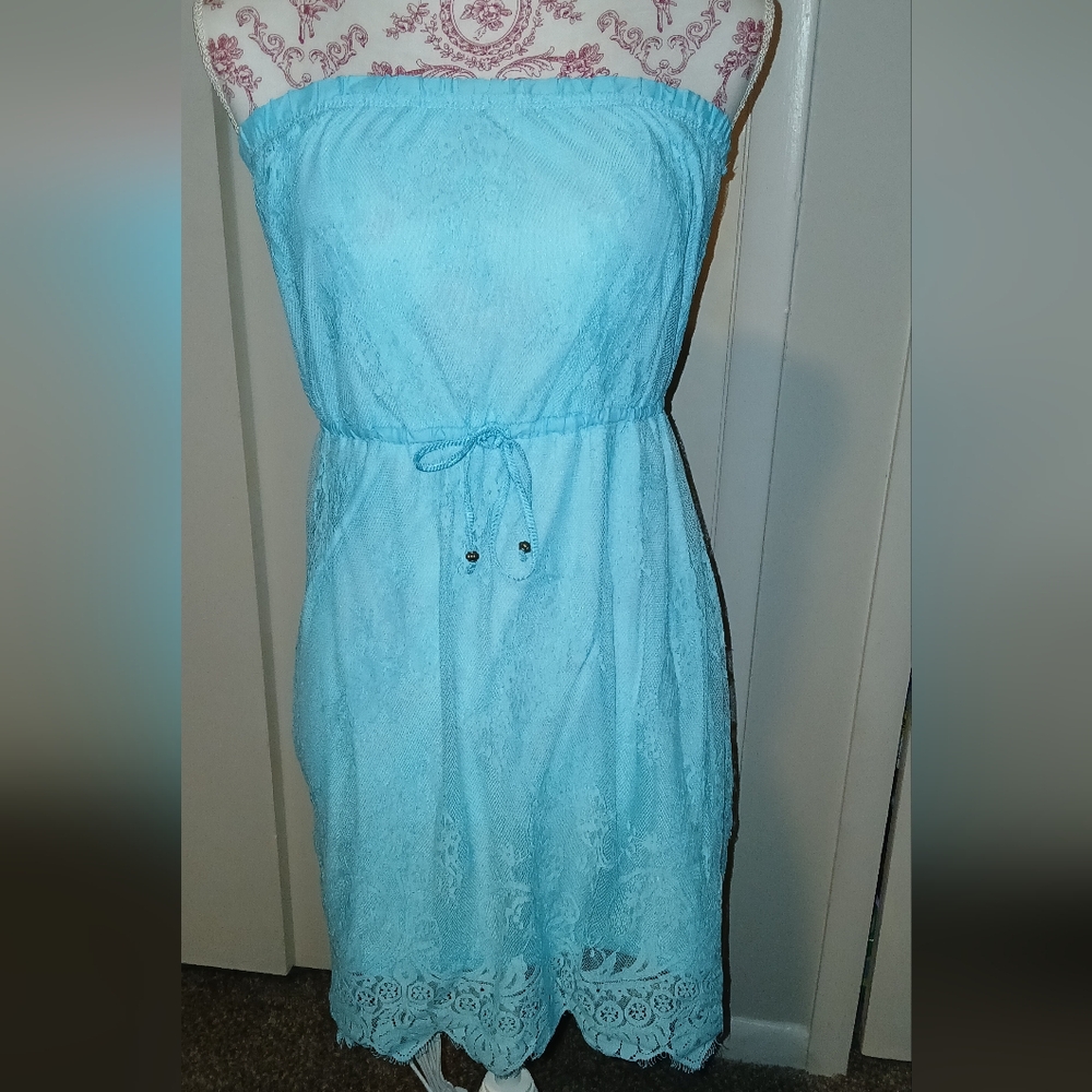 Aeropostale PERFECT Lace Blue Strapless Dress